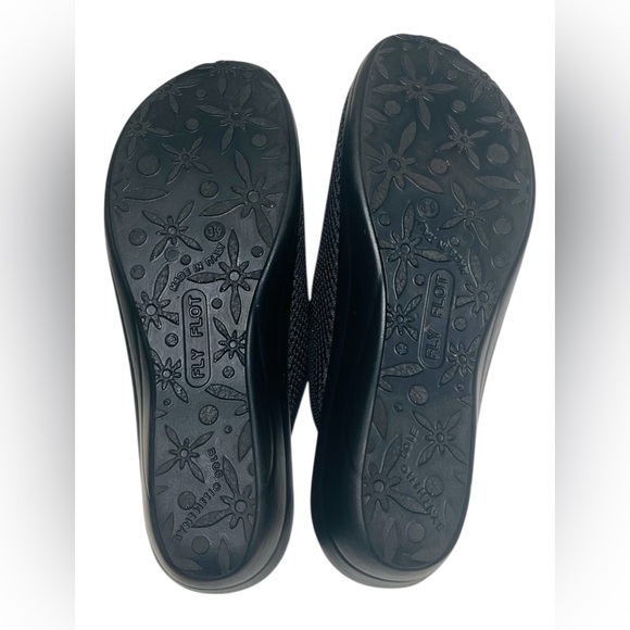 Fly Flot Made in Italy Black Mesh Slip-On Clogs Sz 39 - Picture 4 of 6